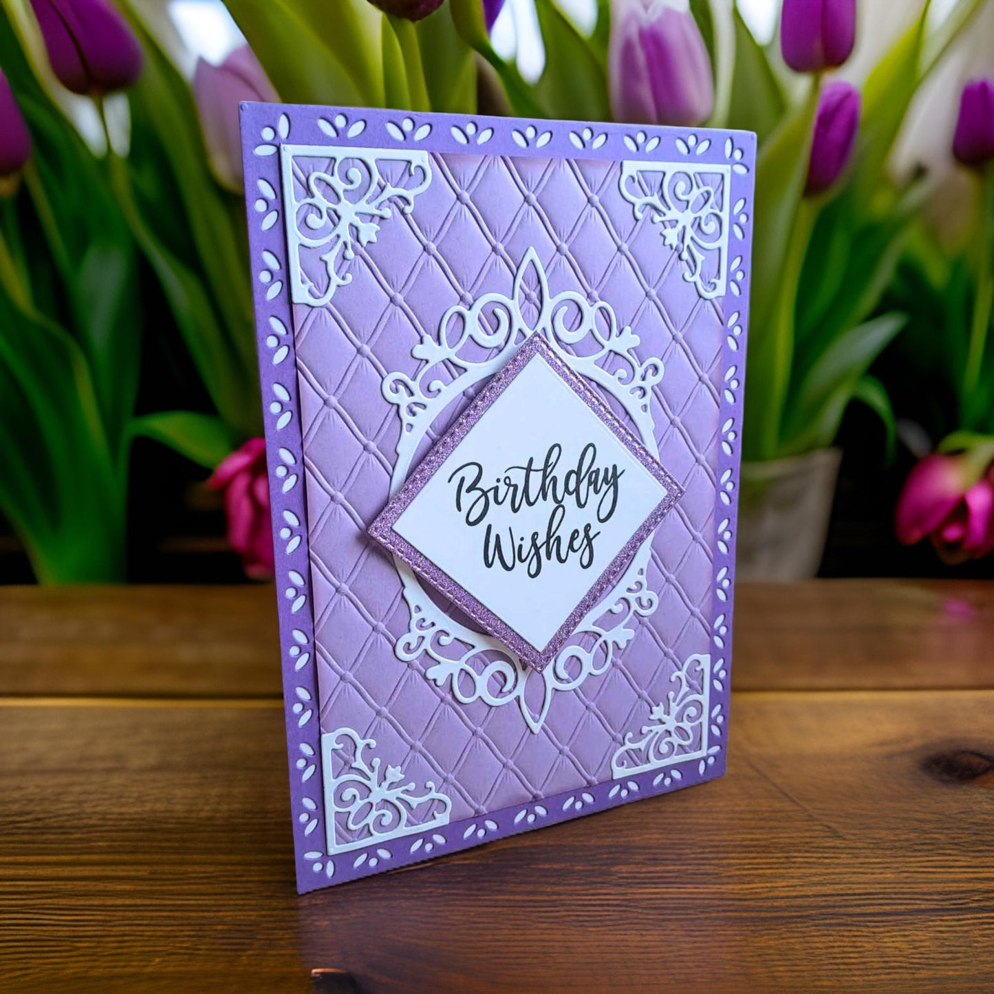 Purple Quilted Birthday Card