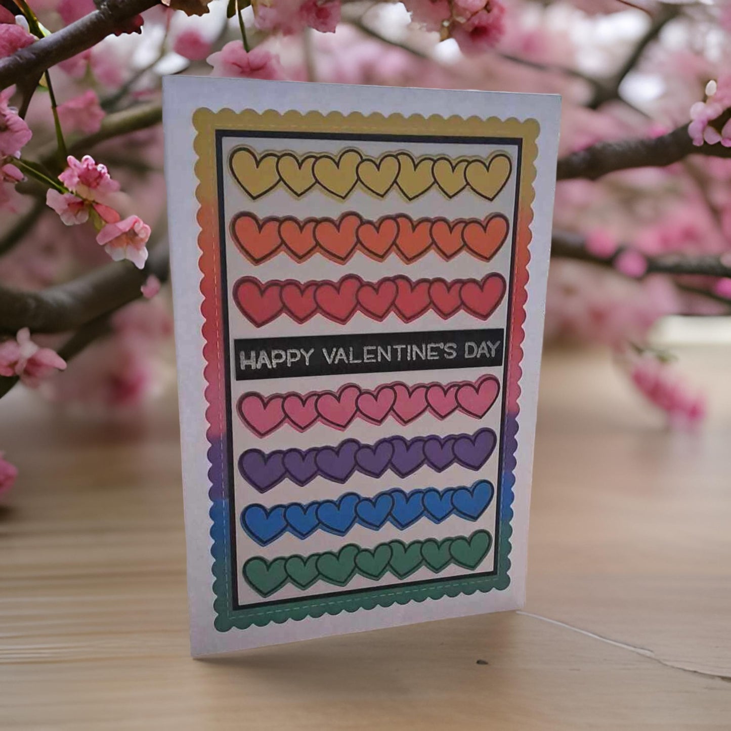 Rainbow Heart Valentines Card