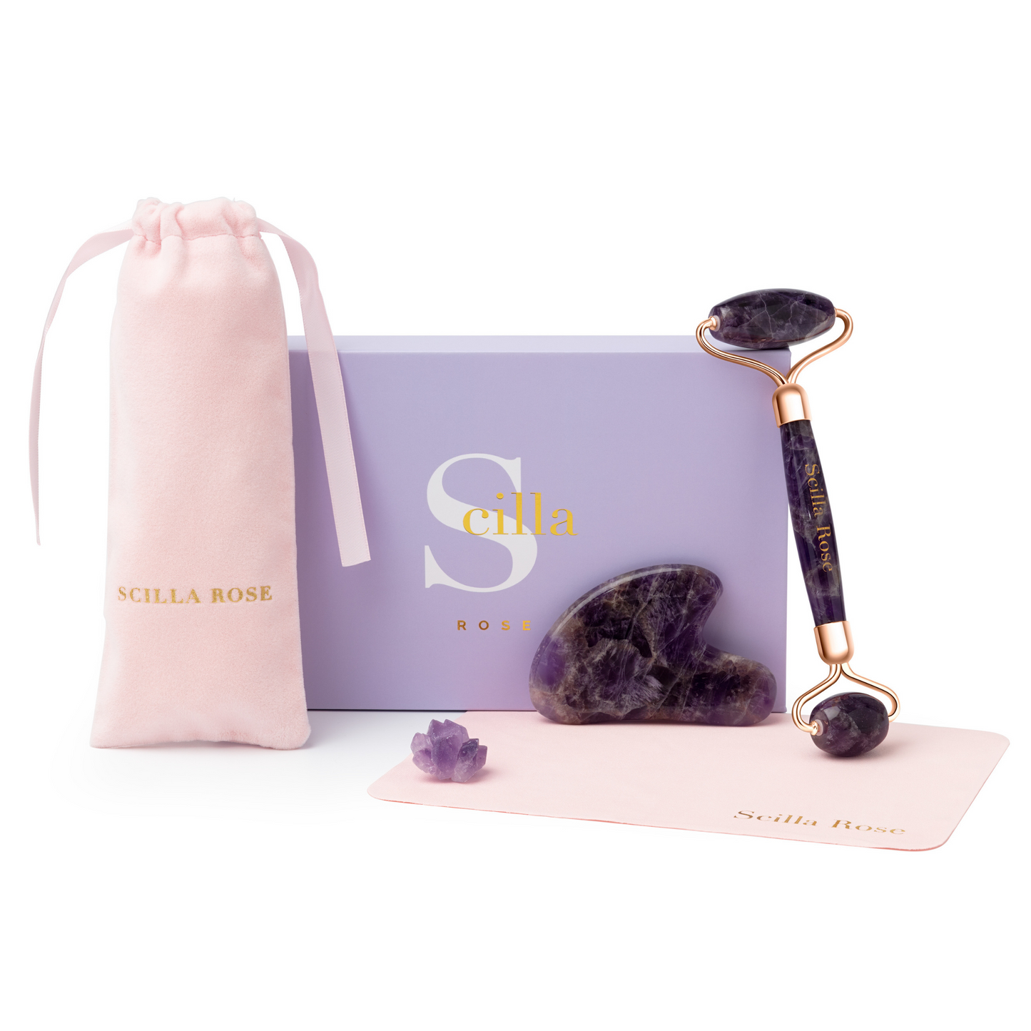 Scilla Rose - Ultimate Amethyst Roller and Gua Sha Beauty Set