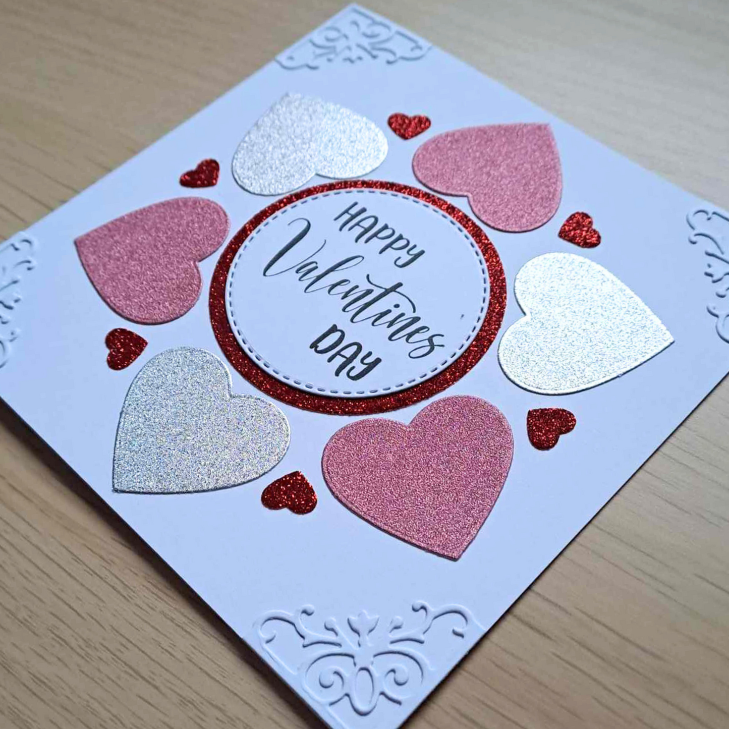 Glitter Heart Valentines Card