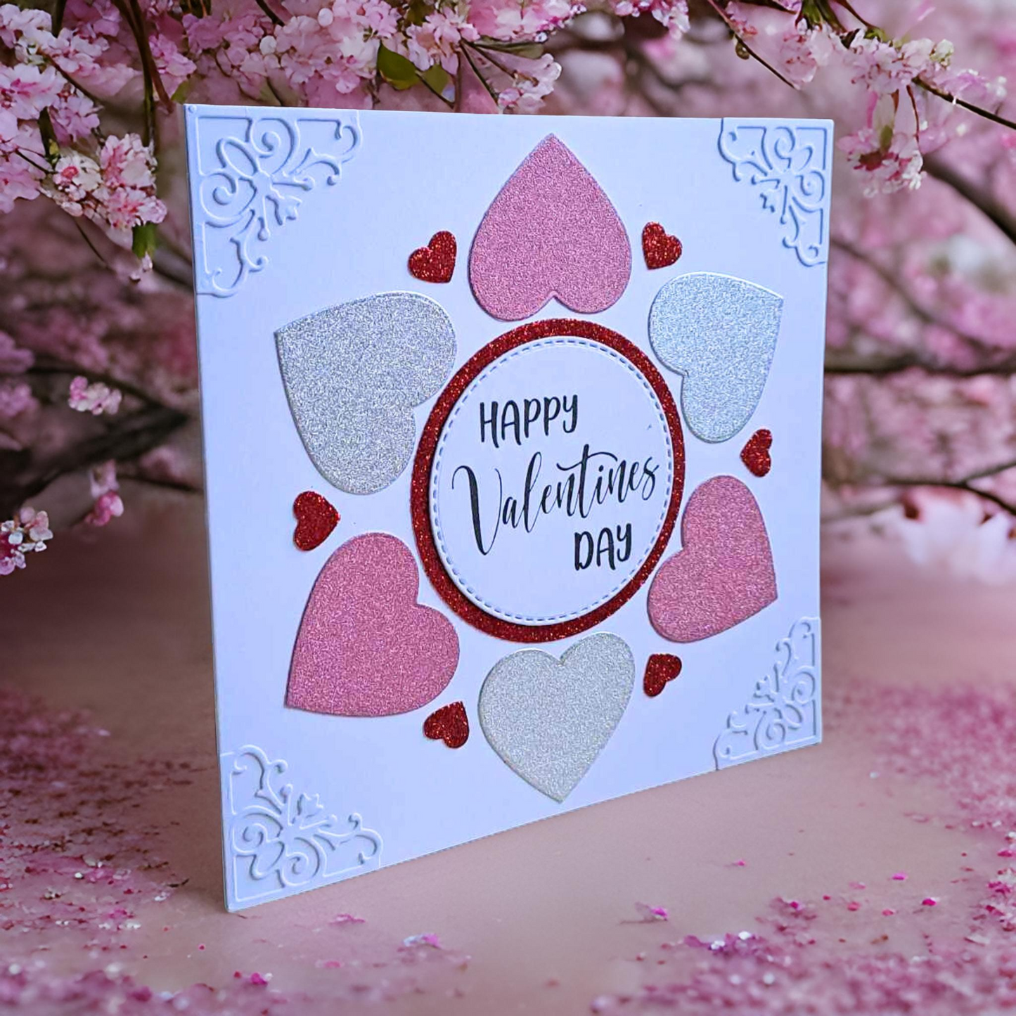 Glitter Heart Valentines Card