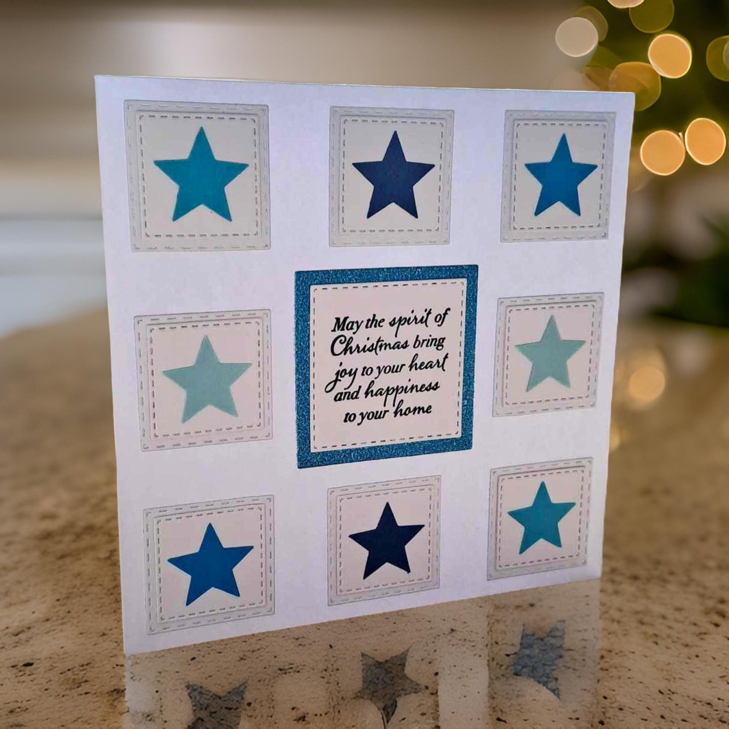 Blue Stars Christmas Card