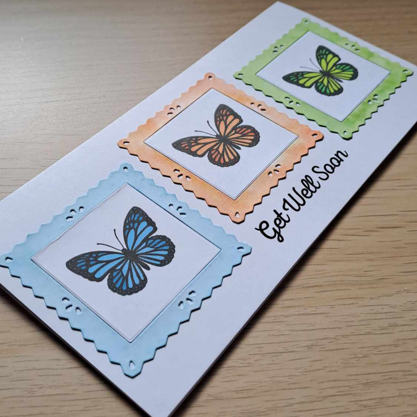 Framed Butterfly Get Well Soon Card