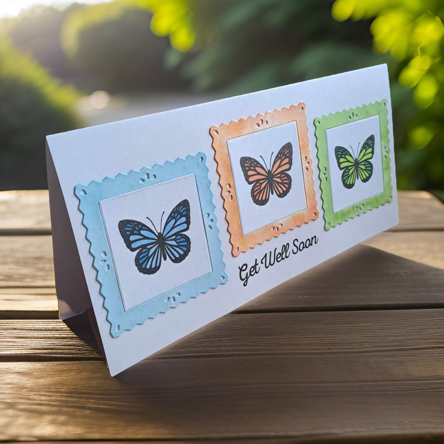 Framed Butterfly Get Well Soon Card