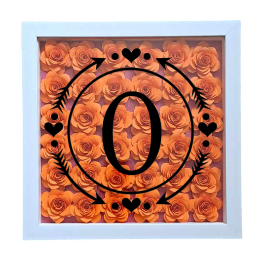 Heart & Arrow Circle Monogram - Single Colour Flower Shadow Box