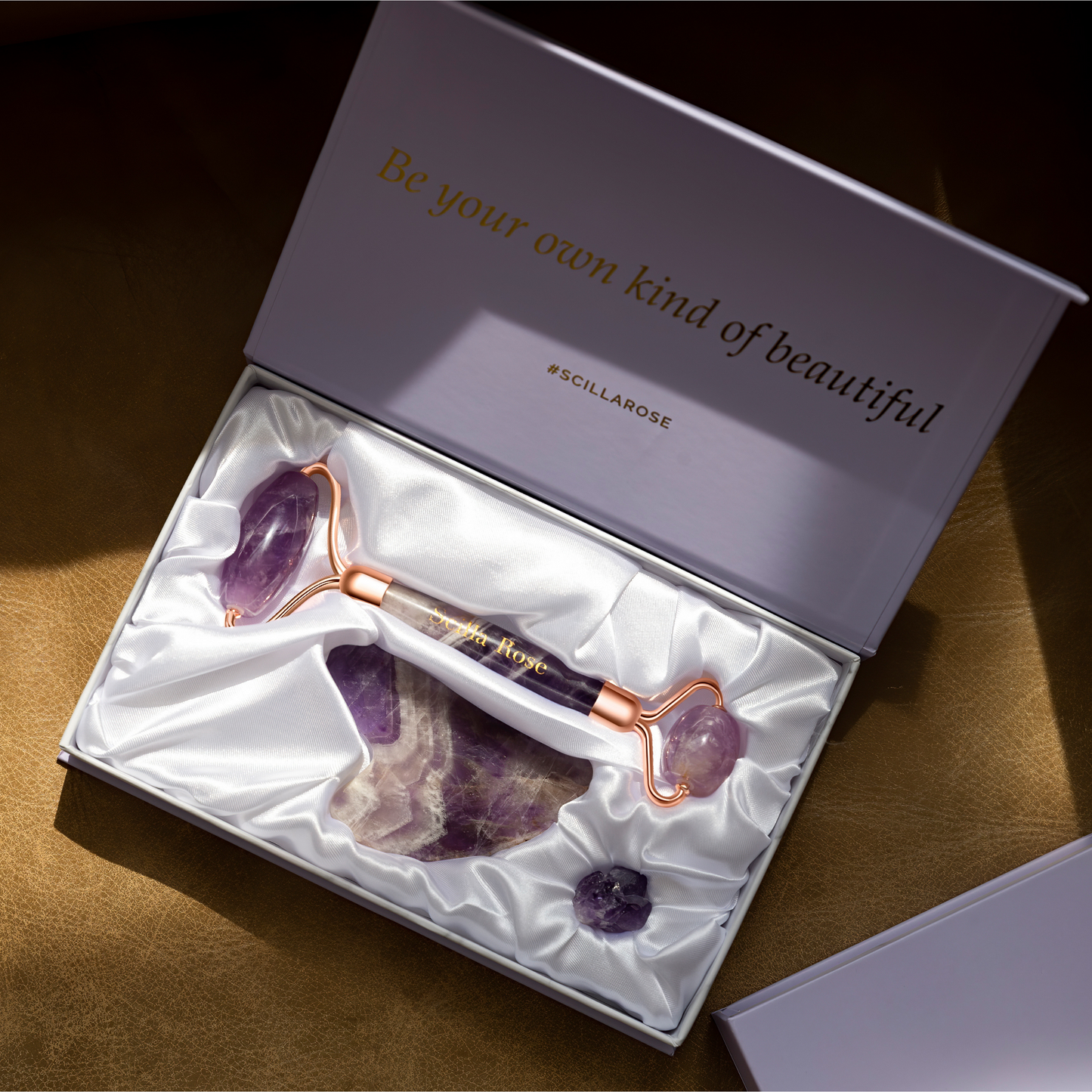 Scilla Rose - Ultimate Amethyst Roller and Gua Sha Beauty Set